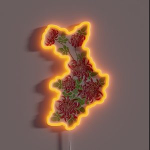 Japanese Pink Chrysanthemum Flower RGB Neon Sign