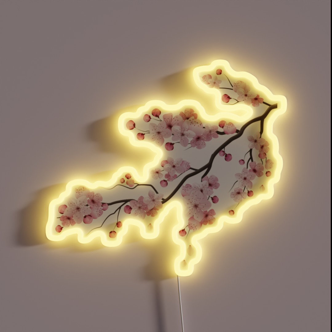 Japanese Sakura Graphic Vintage Cherry RGB Neon Sign Japanese Sakura Graphic Vintage Cherry RGB Neon Sign