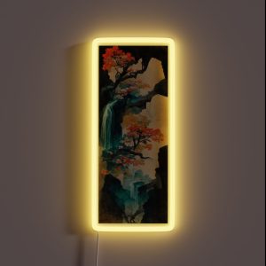 Japanese Waterfall Landscape Digital Art RGB Neon Sign Japanese Waterfall Landscape Digital Art RGB Neon Sign