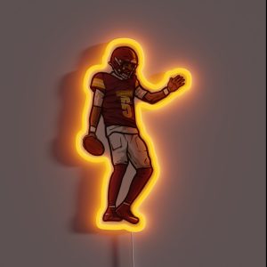 Jayden Daniels Touchdown Celebration Cartoon RGB Neon Sign Jayden Daniels Touchdown Celebration Cartoon RGB Neon Sign