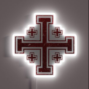 Jerusalem Cross Medieval Knights Cross Crusader RGB Neon Sign