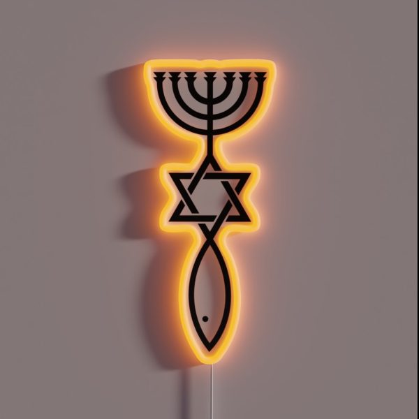Jerusalem Messianic Seal Icthys Magen David RGB Neon Sign