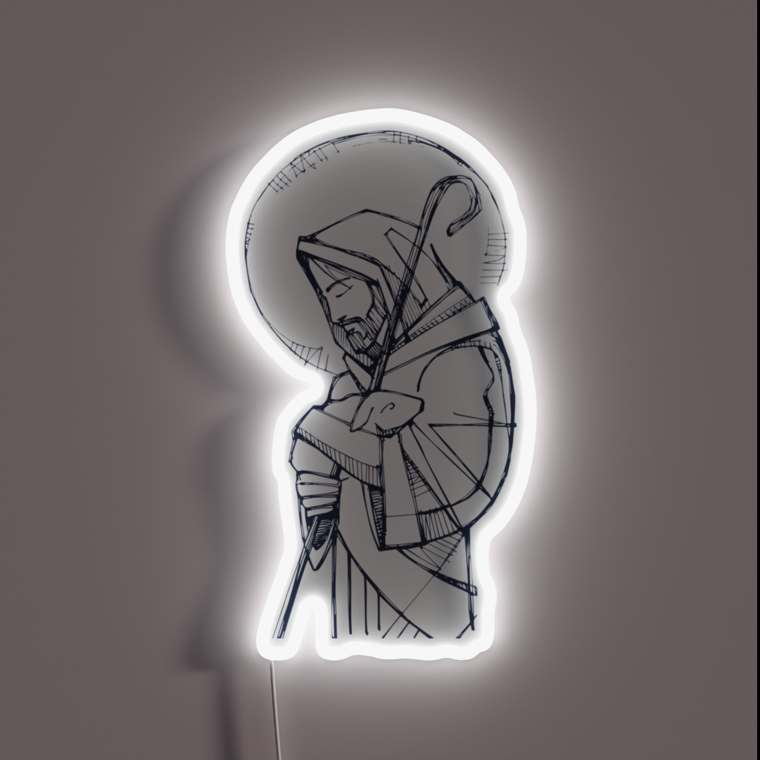 Jesus Christ Good Shepherd Ink Illustration RGB Neon Sign Jesus Christ Good Shepherd Ink Illustration RGB Neon Sign