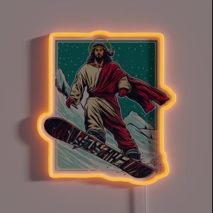 Jesus Christ Snowboarder RGB Neon Sign
