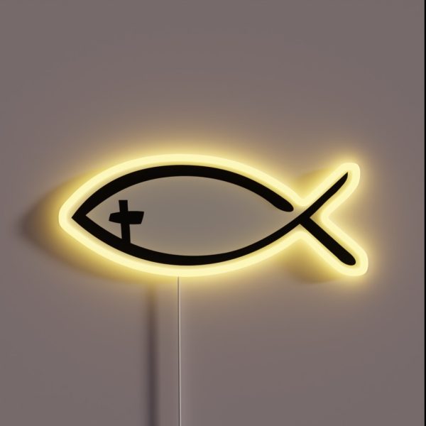Jesus Fish Cross RGB Neon Sign