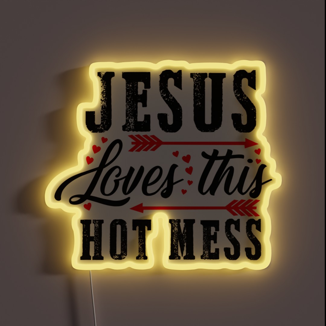 Jesus Loves This Hot Mess Christian RGB Neon Sign Jesus Loves This Hot Mess Christian RGB Neon Sign