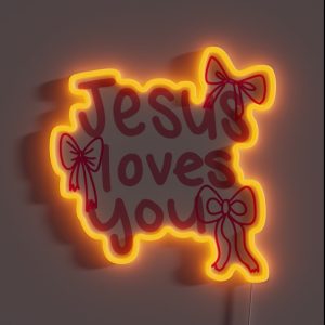 Jesus Loves You Bow Design RGB Neon Sign