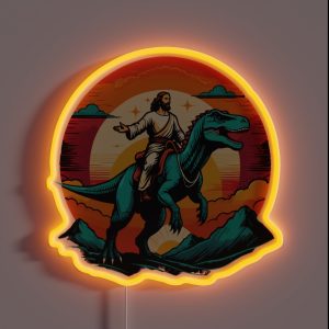 Jesus Riding Dinosaur RGB Neon Sign Jesus Riding Dinosaur RGB Neon Sign