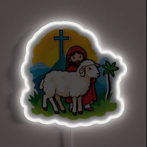 JESUS THE GOOD SHEPHERD RGB Neon Sign