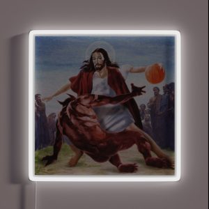Jesus Vs Satan In Basketball RGB Neon Sign