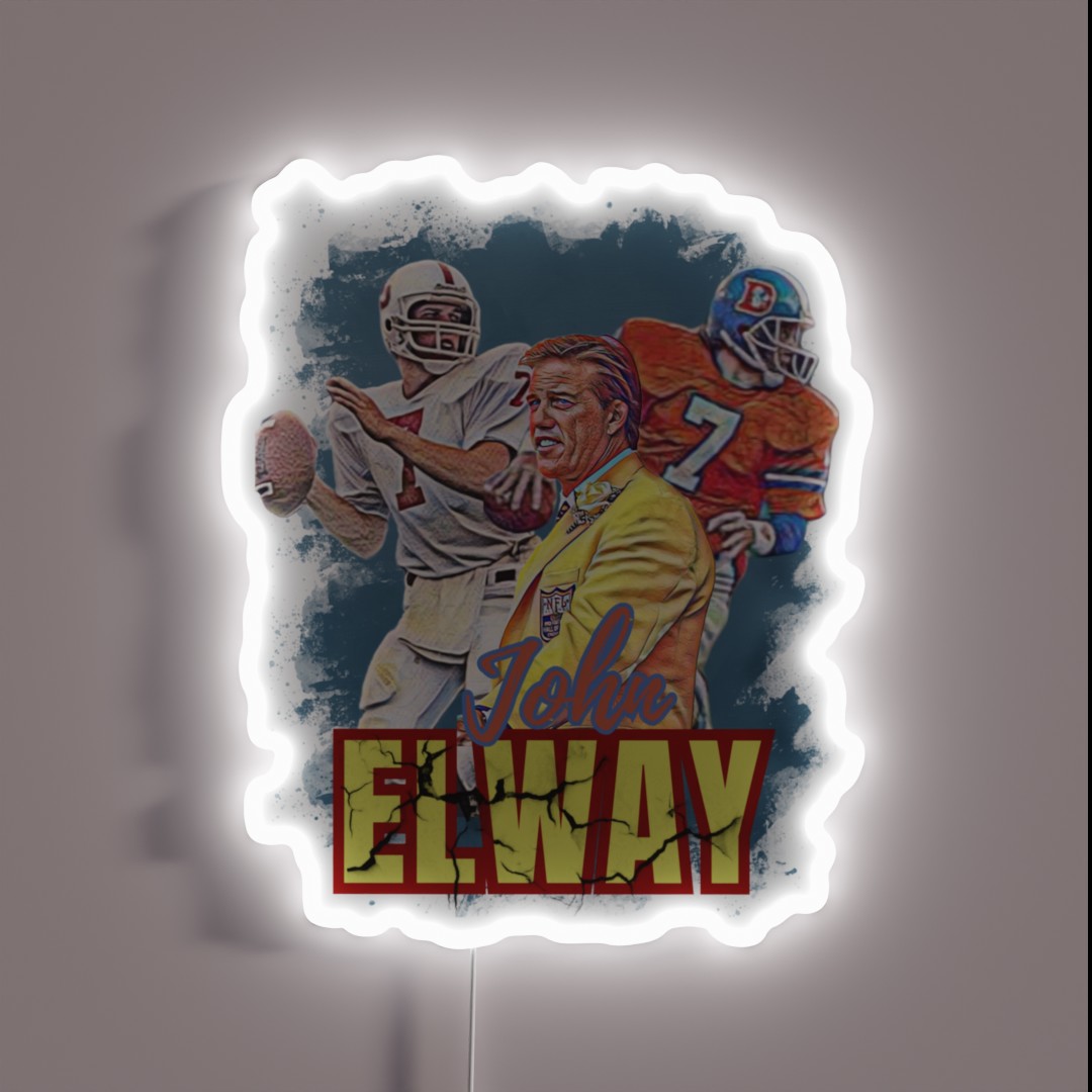 John Elway Fan Art RGB Neon Sign John Elway Fan Art RGB Neon Sign