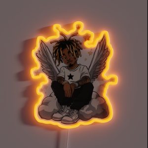Juice WRLD As Cartoon RGB Neon Sign Juice WRLD As Cartoon RGB Neon Sign