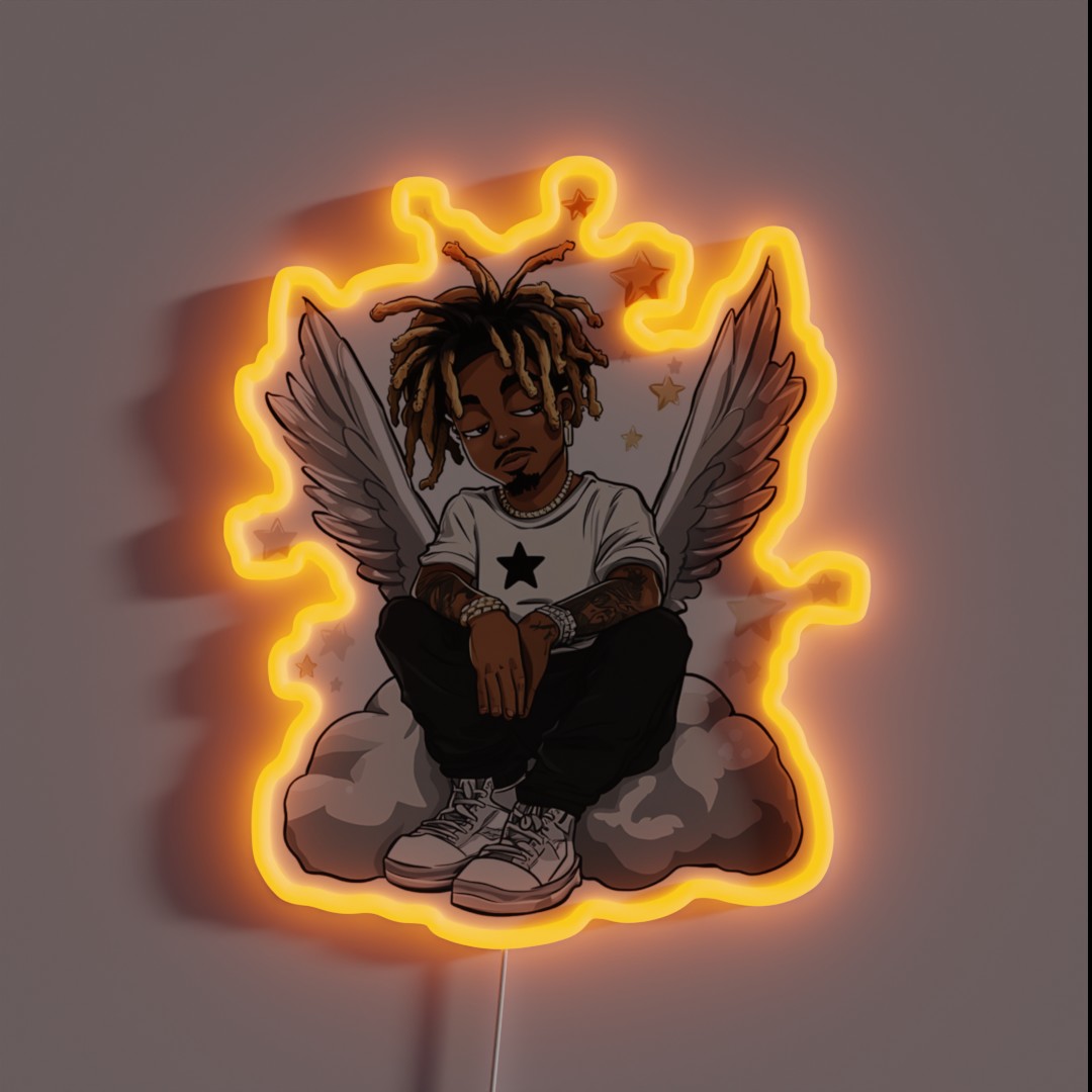 Juice WRLD As Cartoon RGB Neon Sign Juice WRLD As Cartoon RGB Neon Sign