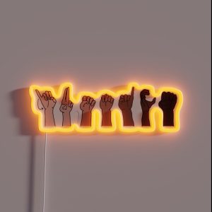 Justice Sign Language ASL RGB Neon Sign Justice Sign Language ASL RGB Neon Sign