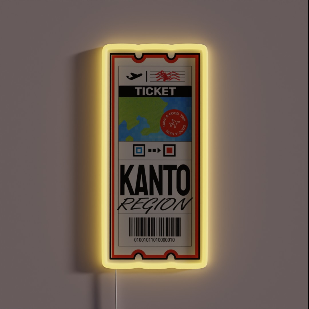 Kanto Airplane Ticket RGB Neon Sign Kanto Airplane Ticket RGB Neon Sign