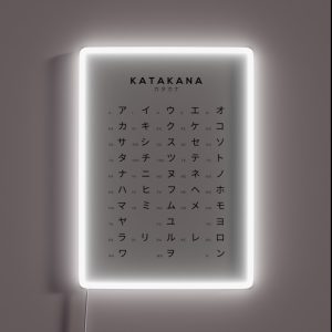 Katakana Chart Japanese Alphabet Learning Chart White RGB Neon Sign Katakana Chart Japanese Alphabet Learning Chart White RGB Neon Sign