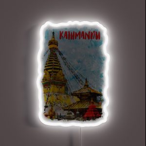 Kathmandu Nepal City Watercolor RGB Neon Sign