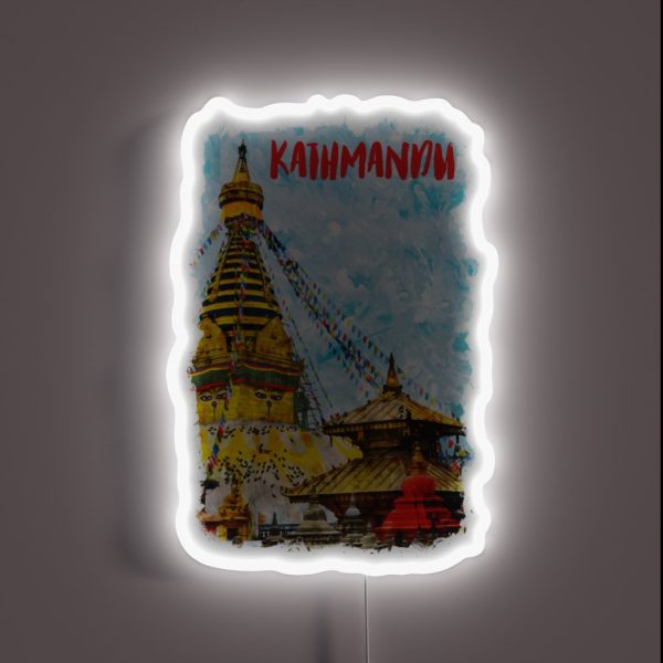 Kathmandu Nepal City Watercolor RGB Neon Sign