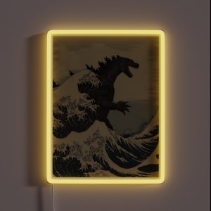 Katsushika Hokusai Godzilla In The Great Wave Off Kanagawa RGB Neon Sign