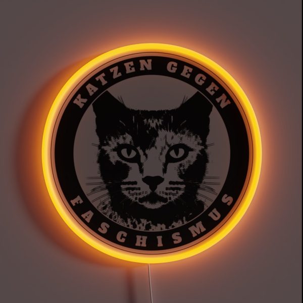 Katzifa Cats Against Fascism RGB Neon Sign