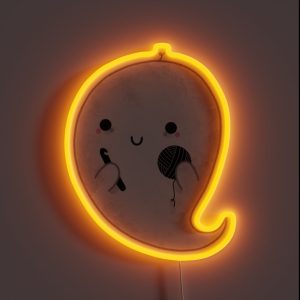 Kawaii Ghost Crochet RGB Neon Sign