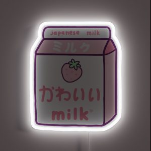 Kawaii Strawberry Milk RGB Neon Sign