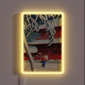 Kawase Hasui Zojoji Temple In Snow RGB Neon Sign