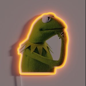 Kermit Contemplating An Aesthetic RGB Neon Sign