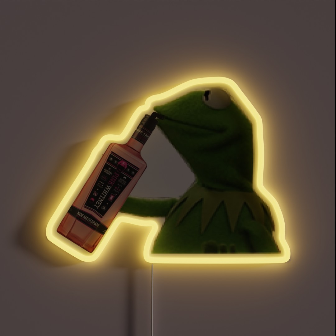 Kermit Sipping Pink Whitney RGB Neon Sign Kermit Sipping Pink Whitney RGB Neon Sign