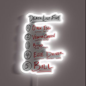 Kill Bill Quentin Tarantino List RGB Neon Sign