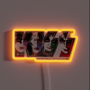 Kiss Band Logo All Members Faces RGB Neon Sign