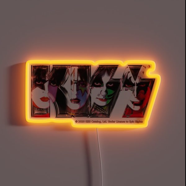 Kiss Band Logo All Members Faces RGB Neon Sign