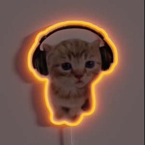 Kitten Listening To Music RGB Neon Sign Kitten Listening To Music RGB Neon Sign