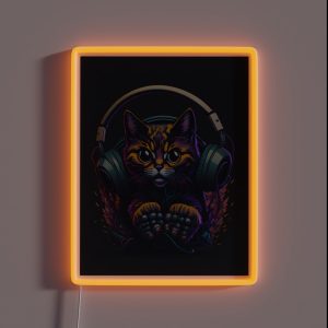 Kitty Hooked Up For Sound RGB Neon Sign Kitty Hooked Up For Sound RGB Neon Sign