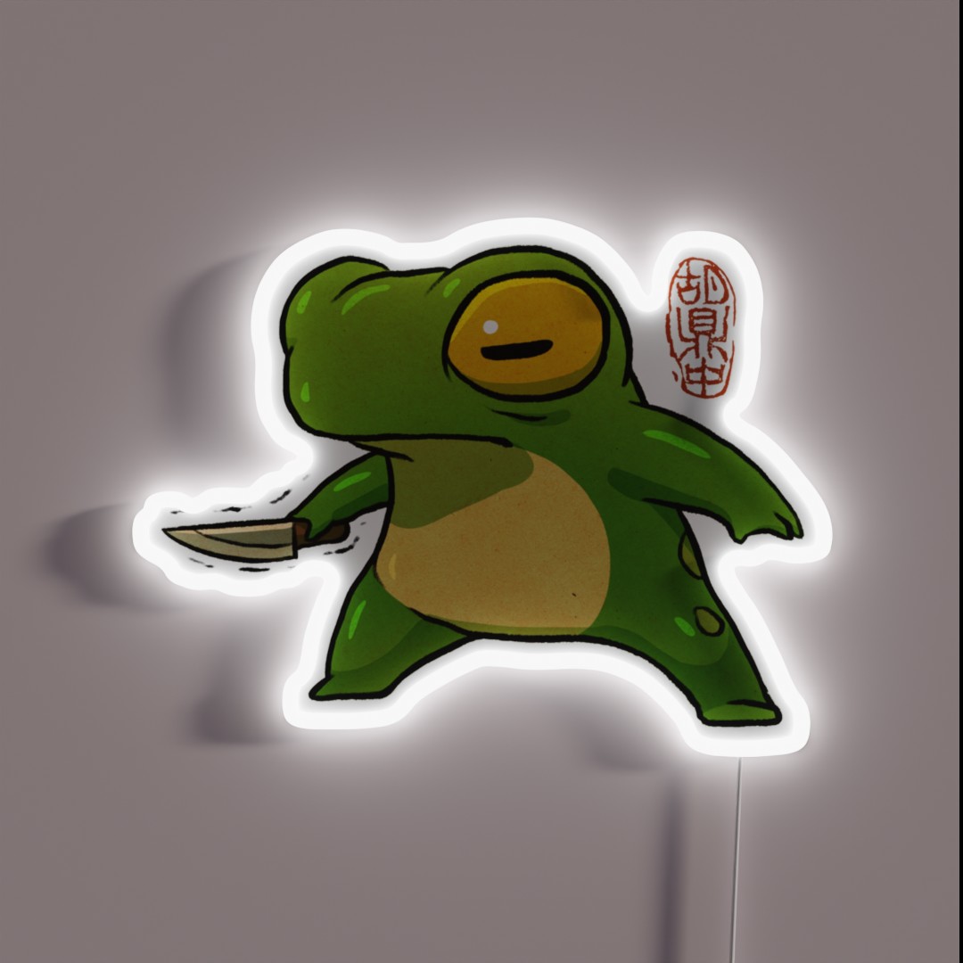 Knife Wielding Stabby Gremlin Frog Artwork RGB Neon Sign Knife Wielding Stabby Gremlin Frog Artwork RGB Neon Sign