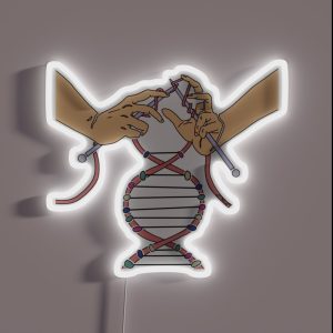 Knitting Together Life DNA RGB Neon Sign