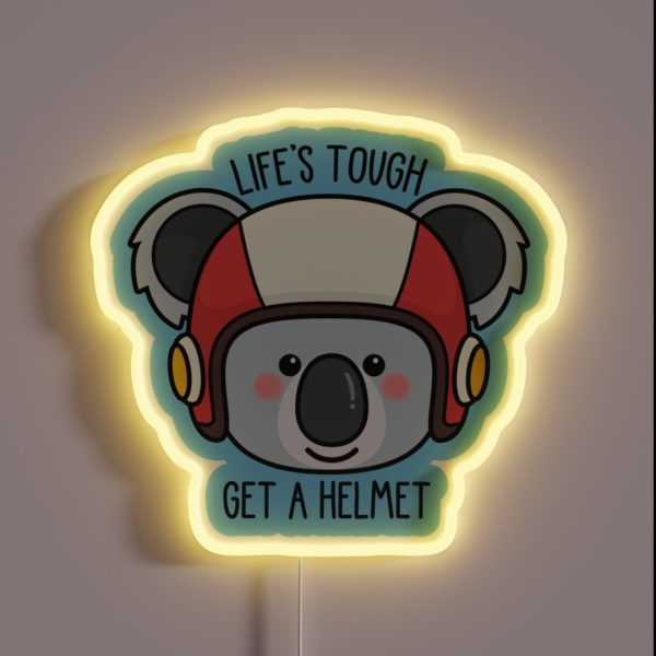 Koala With Helmet Message More Animals RGB Neon Sign