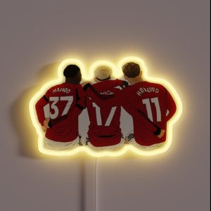Kobbie Mainoo Alejandro Garnacho Rasmus Hojlund United Youth Trinity Minimalist RGB Neon Sign Kobbie Mainoo Alejandro Garnacho Rasmus Hojlund United Youth Trinity Minimalist RGB Neon Sign