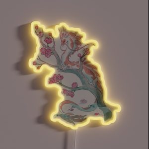 Koi Dragon Serene Sakura RGB Neon Sign