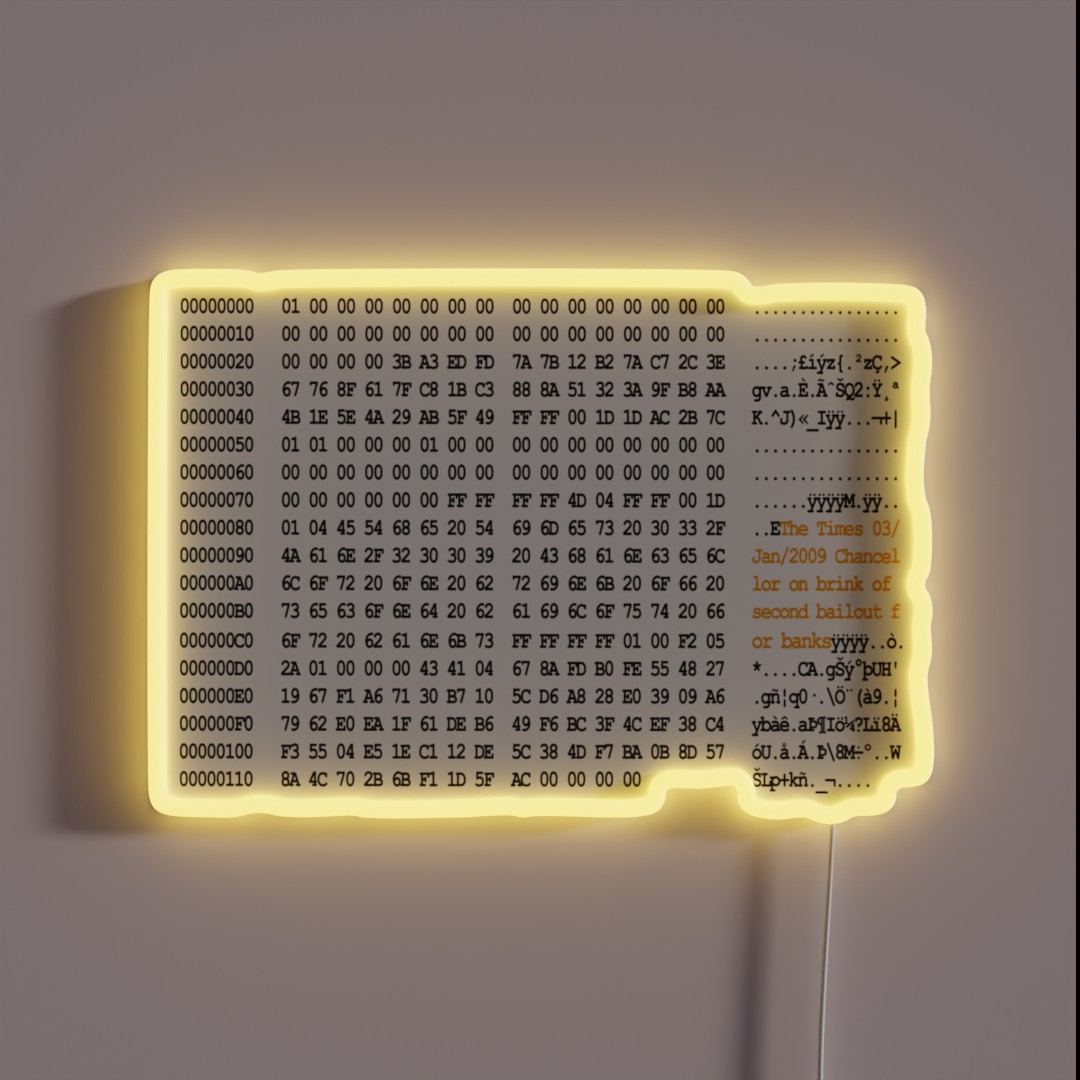 Kopie Von Bitcoin Genesis Block Code RGB Neon Sign Kopie Von Bitcoin Genesis Block Code RGB Neon Sign