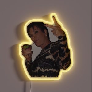 Kris Jenner Peace Sign With A Drink RGB Neon Sign