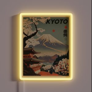 Kyoto Japan Vintage Travel Art Poster RGB Neon Sign