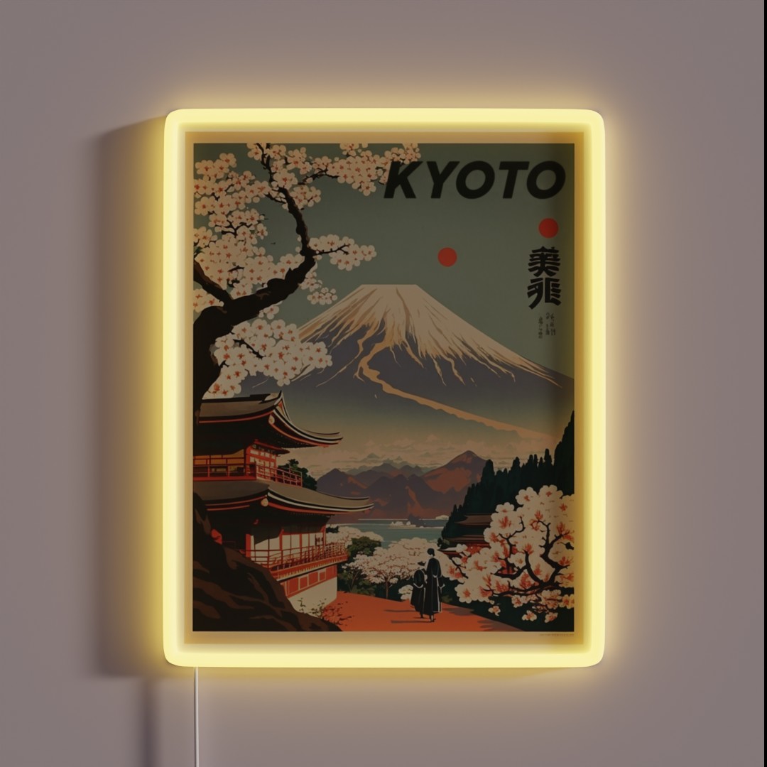 Kyoto Japan Vintage Travel Art Poster RGB Neon Sign Kyoto Japan Vintage Travel Art Poster RGB Neon Sign