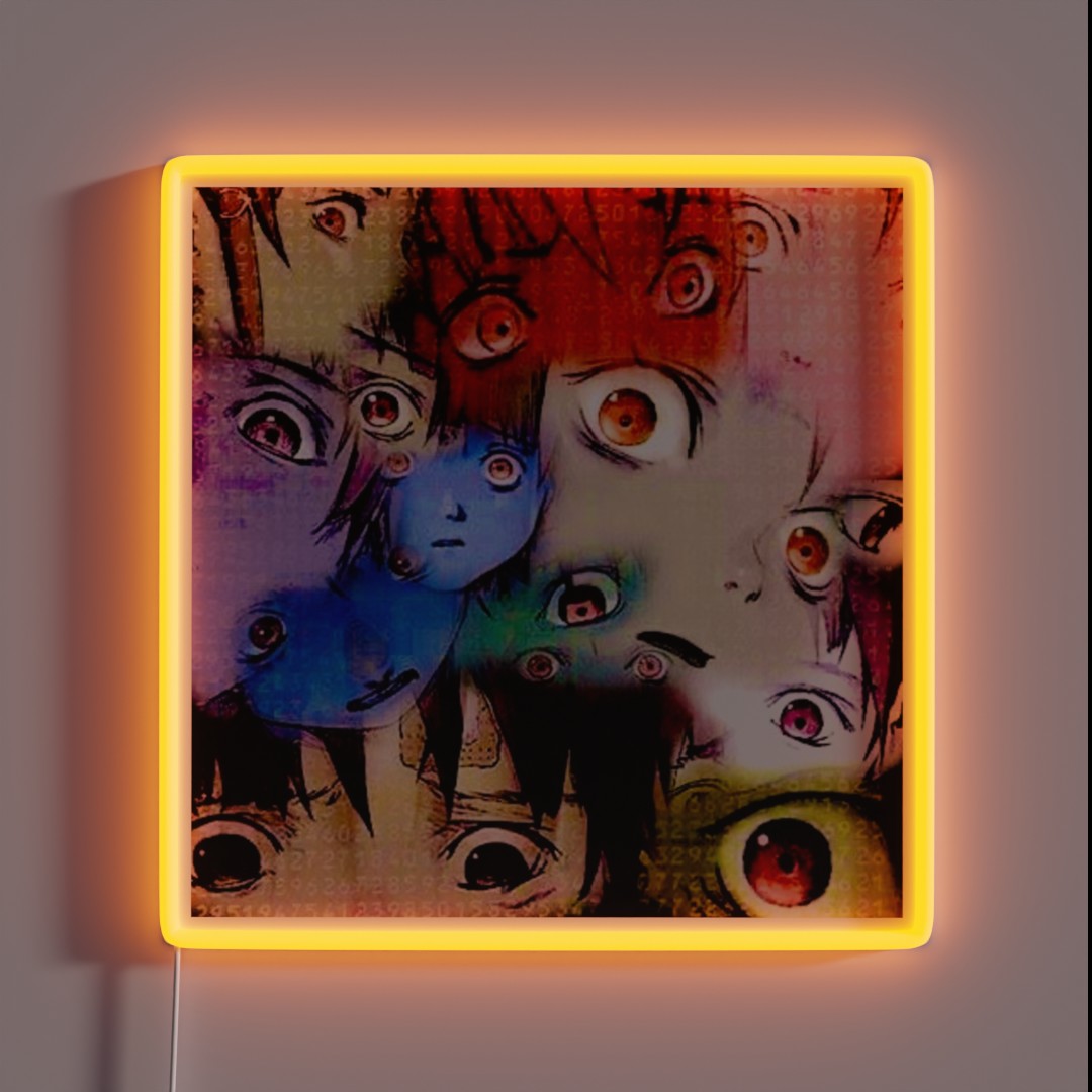 Lain S Eyes Cybercore Collage RGB Neon Sign Lain S Eyes Cybercore Collage RGB Neon Sign
