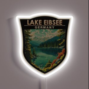 Lake Eibsee Germany Travel Art Badge RGB Neon Sign