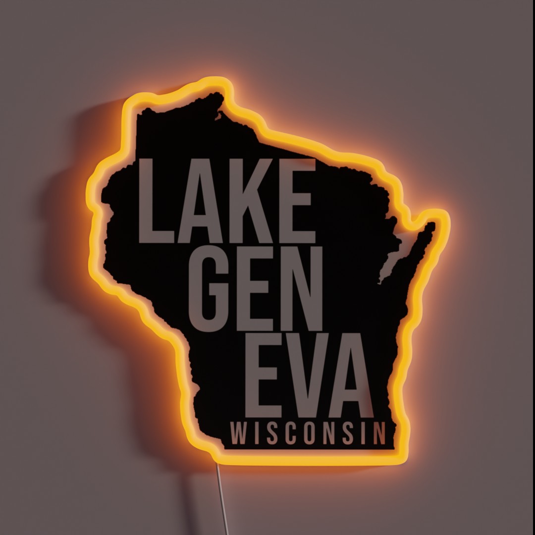 Lake Geneva Wisconsin RGB Neon Sign Lake Geneva Wisconsin RGB Neon Sign