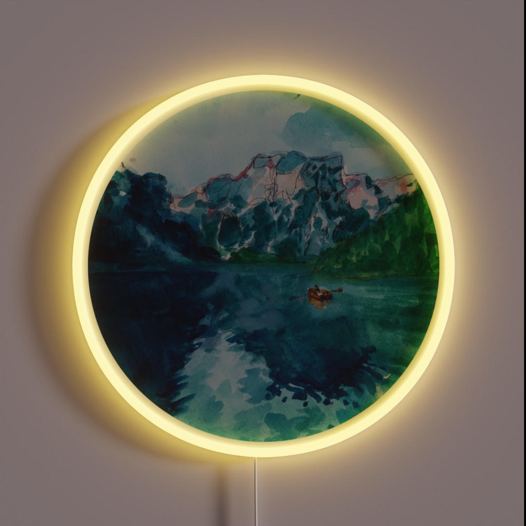 Lake Nature Scene With Boat RGB Neon Sign Lake Nature Scene With Boat RGB Neon Sign