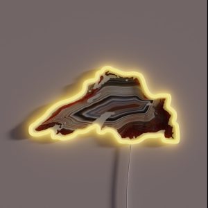 Lake Superior Shaped Agate RGB Neon Sign