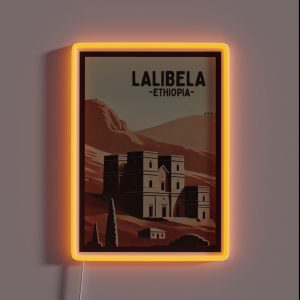 Lalibela Ethiopia Retro Minimalist Ancient Site Design RGB Neon Sign