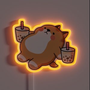 Lazy Shiba Loves Boba RGB Neon Sign Lazy Shiba Loves Boba RGB Neon Sign